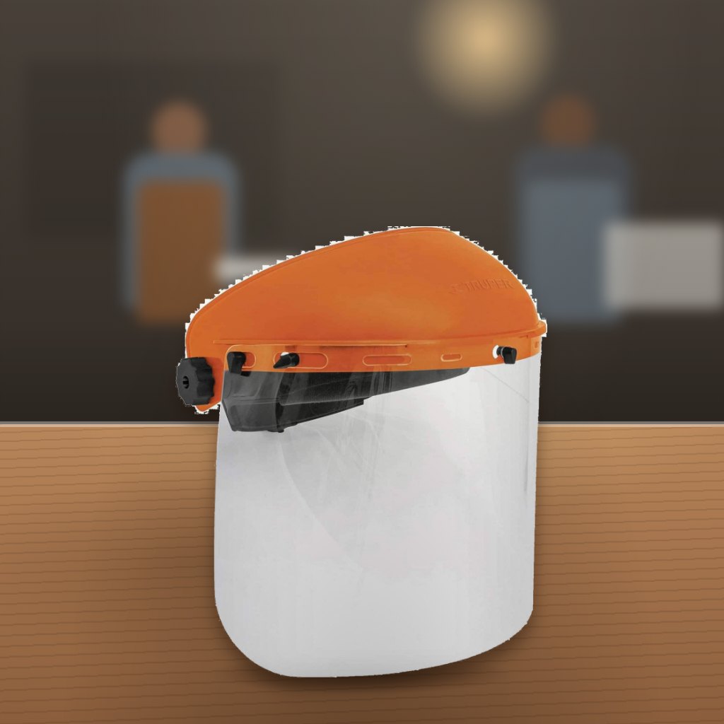 Protector Facial Truper PF-500 Mica de Policarbonato en un taller