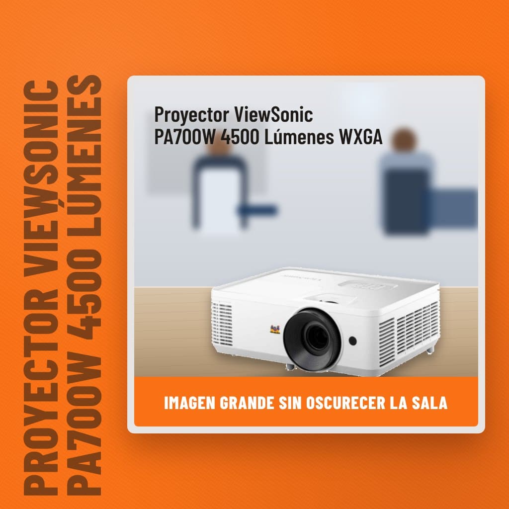 Proyector ViewSonic PA700W 4500 Lúmenes WXGA en una oficina con un profesional al fondo