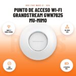 Punto de Acceso Wi-Fi Grandstream GWN7625 MU-MIMO: imagen promocional con wave-2 doble banda, mu-mimo 4x4, 200 clientes, 2 puertos poe+
