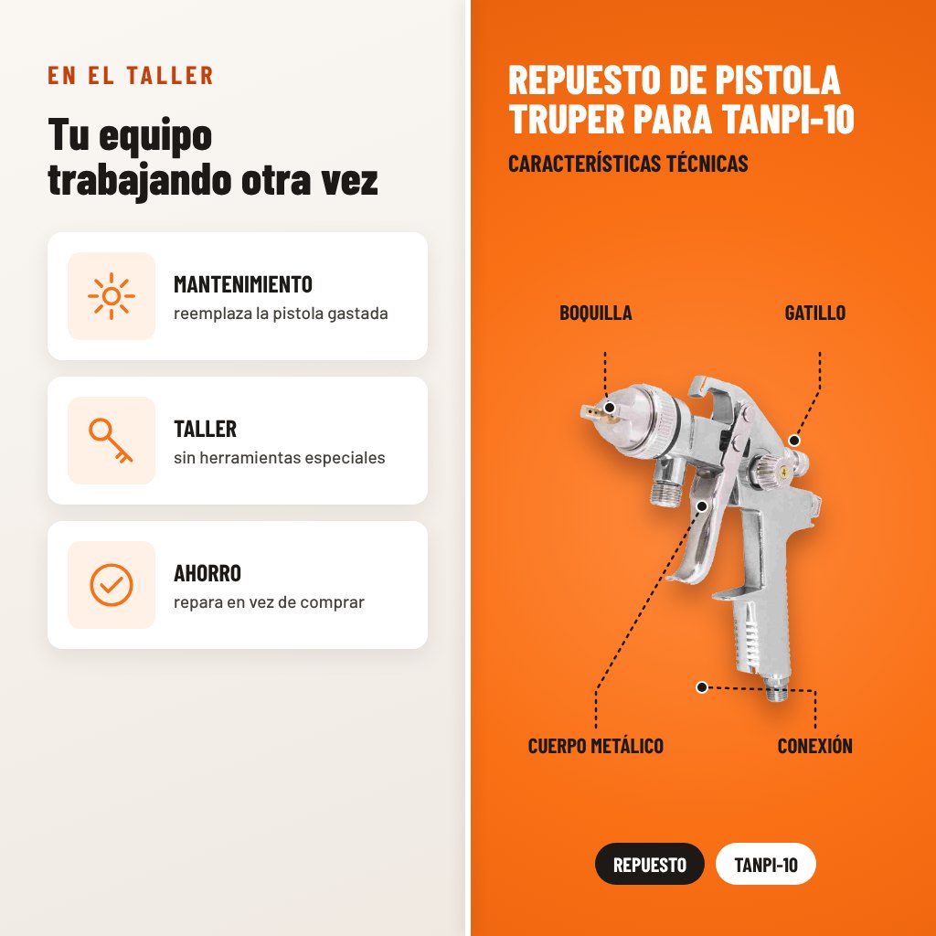 Repuesto de Pistola Truper para TANPI-10: usos y características técnicas señaladas