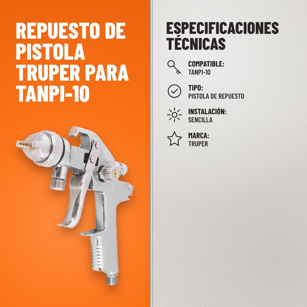Especificaciones técnicas de Repuesto de Pistola Truper para TANPI-10