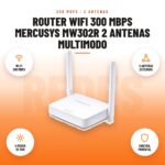 Router WiFi 300 Mbps Mercusys MW302R 2 Antenas Multimodo: imagen promocional con wi-fi 300 mbps, 2 antenas externas, 4 modos de uso, control parental