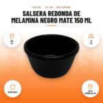 Salsera Redonda de Melamina Negro Mate 150 ml: imagen promocional con 150 ml, 10 cm, resistente, apta lavavajillas