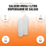 Salsero Imusa 1 Litro Dispensador de Salsas: imagen promocional con 1 litro, boquilla en punta, 29 cm de alto, fácil de lavar