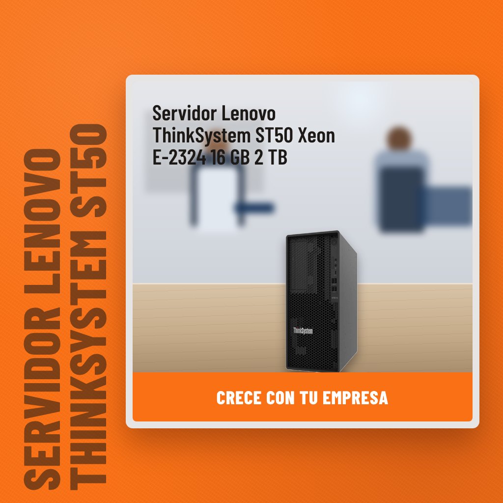 Servidor Lenovo ThinkSystem ST50 Xeon E-2324 16 GB 2 TB en una oficina con un profesional al fondo