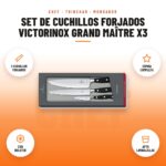 Set de Cuchillos Forjados Victorinox Grand Maître x3: imagen promocional con 3 cuchillos forjados, espiga completa, con bolster, apto lavavajillas