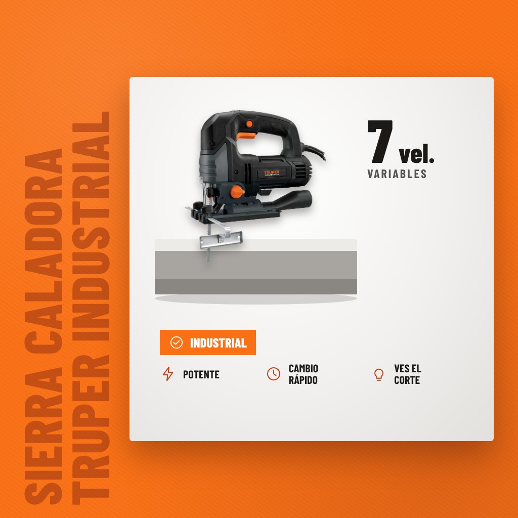 Sierra Caladora Truper Industrial 750 W Pendular sobre soporte con sus beneficios principales