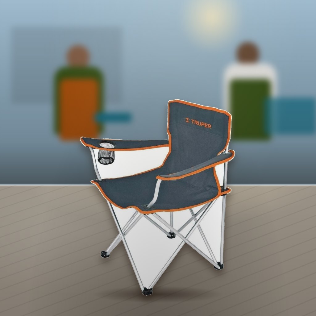 Silla Plegable Portátil Truper con Portavasos en un espacio al aire libre