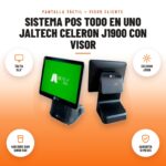 Sistema POS Todo en Uno Jaltech Celeron J1900 con Visor: imagen promocional con táctil 15.6", celeron j1900, 4gb ddr3 ram 128gb ssd, garantía 12 meses