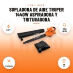 Sopladora de Aire Truper 1440W Aspiradora y Trituradora: imagen promocional con 1440 w, sopla aspira tritura, 2 velocidades, 380 cfm