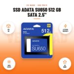 SSD ADATA SU650 512 GB SATA 2.5": imagen promocional con 512 gb, lectura 560 mb/s, sata 6 gb/s, 3d nand