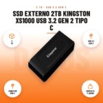 SSD Externo 2TB Kingston XS1000 USB 3.2 Gen 2 Tipo C: imagen promocional con 2 tb, usb 3.2 gen 2, conector usb-c, compacto y ligero