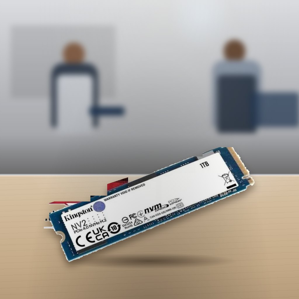 SSD M.2 NVMe Kingston 1 TB PCIe Gen 4 en una oficina