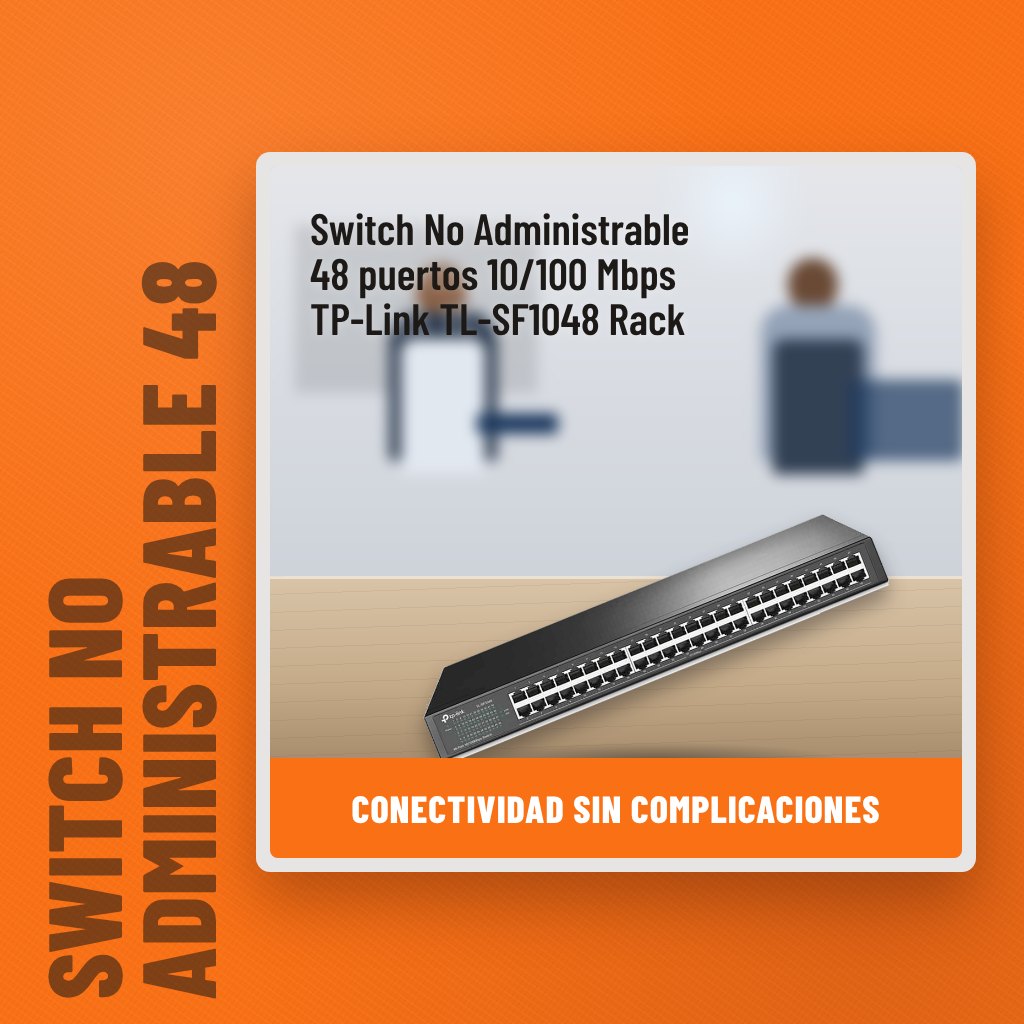 Switch No Administrable 48 puertos 10/100 Mbps TP-Link TL-SF1048 Rack en una oficina con un profesional al fondo