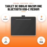 Tablet de Dibujo Wacom One Bluetooth USB-C Medium: imagen promocional con bluetooth, usb-c, 4096 niveles, win, mac y android