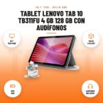 Tablet Lenovo Tab 10 TB311FU 4 GB 128 GB con Audífonos: imagen promocional con 10.1" 1920×1200, 128 gb 4 gb ram, 5100 mah, audífonos incluidos