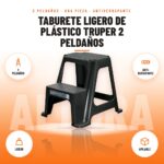 Taburete Ligero de Plástico Truper 2 Peldaños: imagen promocional con 2 peldaños, anti- derrapante, ligero, apilable