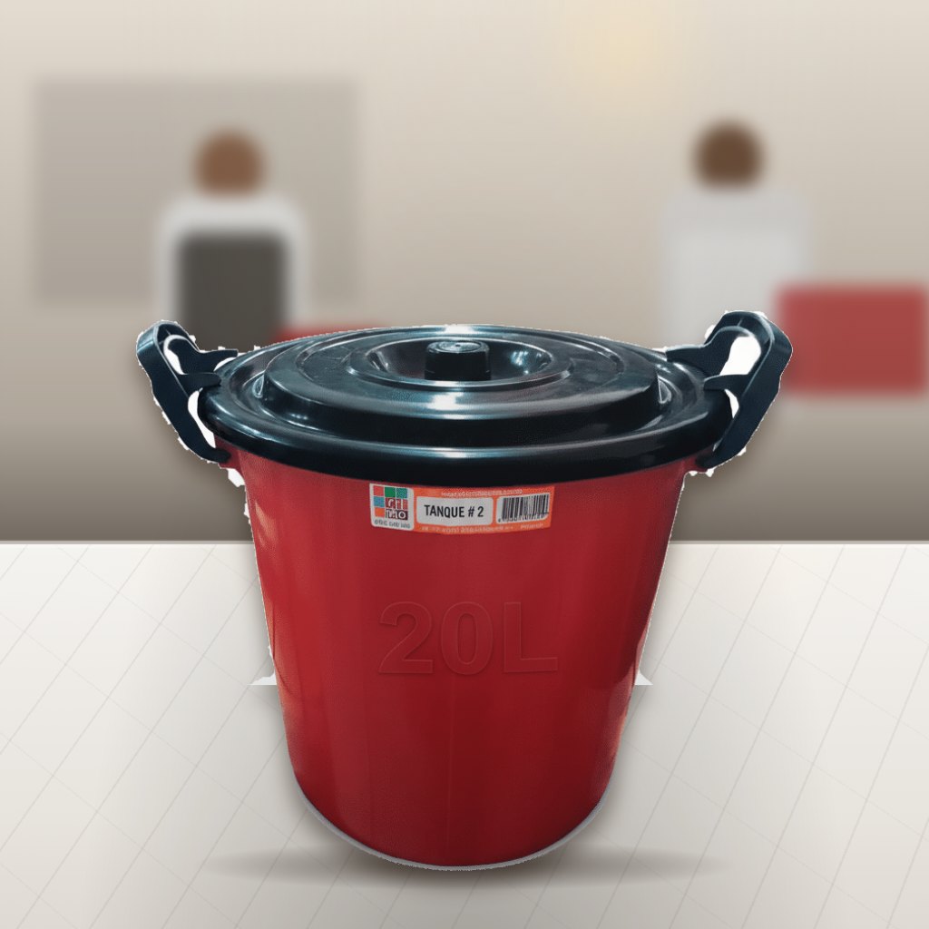 Tanque de Agua 20 Litros Rimo con Tapa y Doble Manija en una cocina