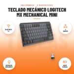 Teclado Mecánico Logitech MX Mechanical Mini: imagen promocional con bluetooth 5.1, 3 equipos, retroilum. inteligente, hasta 15 meses