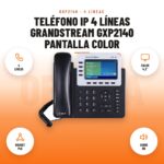 Teléfono IP 4 Líneas Grandstream GXP2140 Pantalla Color: imagen promocional con 4 líneas, color 4,3", gigabit poe, audio hd