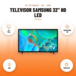 Televisor Samsung 32" HD LED: imagen promocional con 32 pulg, resolución hd, hdr, purcolor