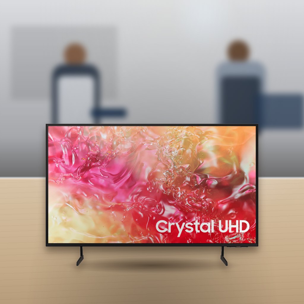 Televisor Samsung 50 Pulgadas Crystal UHD 4K Smart TV en una oficina