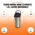 Termo Bomba Home Elements 1.9 L Acero Inoxidable: imagen promocional con 1.9 litros, sirve con bomba, acero inoxidable, asa superior