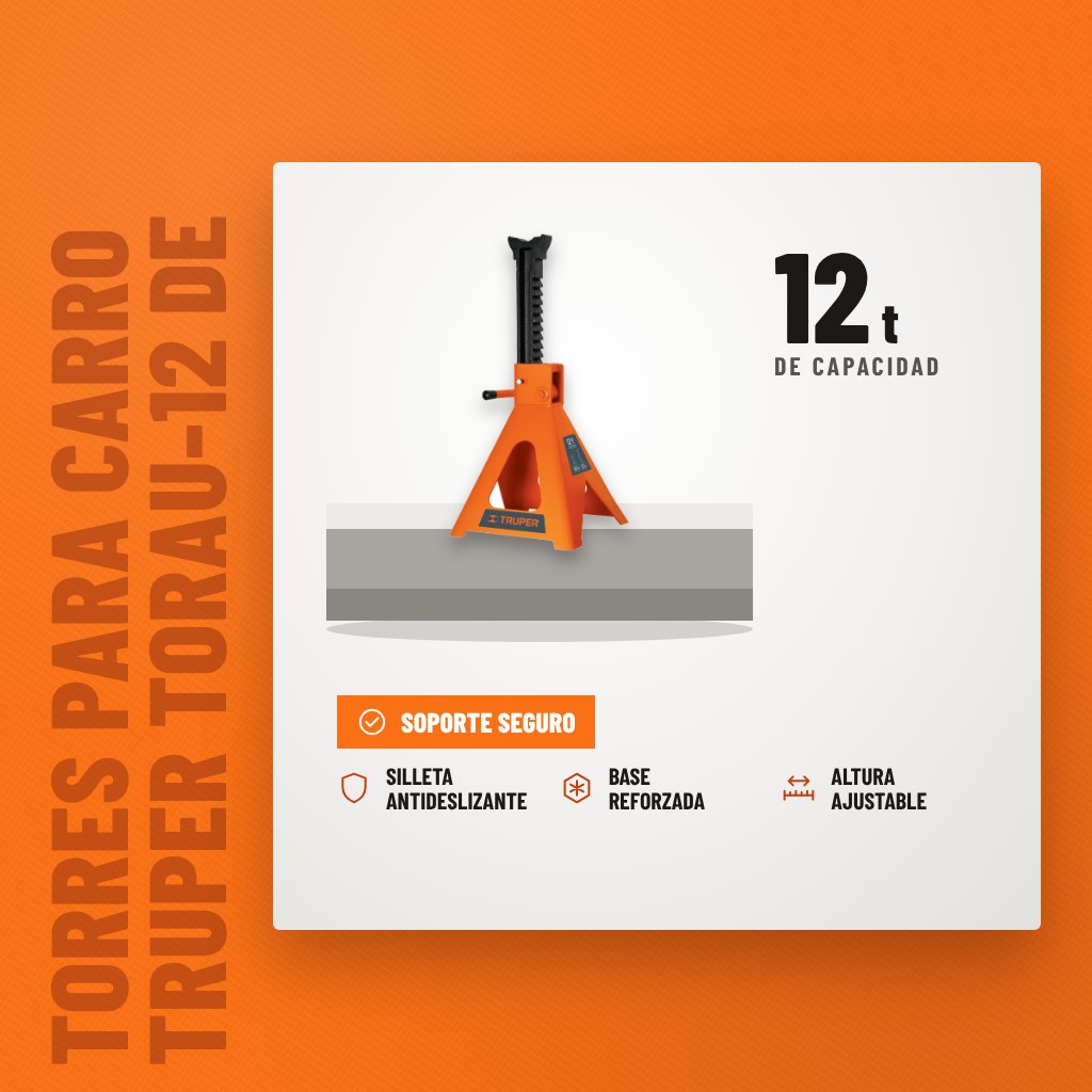 Torres para Carro Truper TORAU-12 de 12 Toneladas, Caja x2 sobre soporte con sus beneficios principales