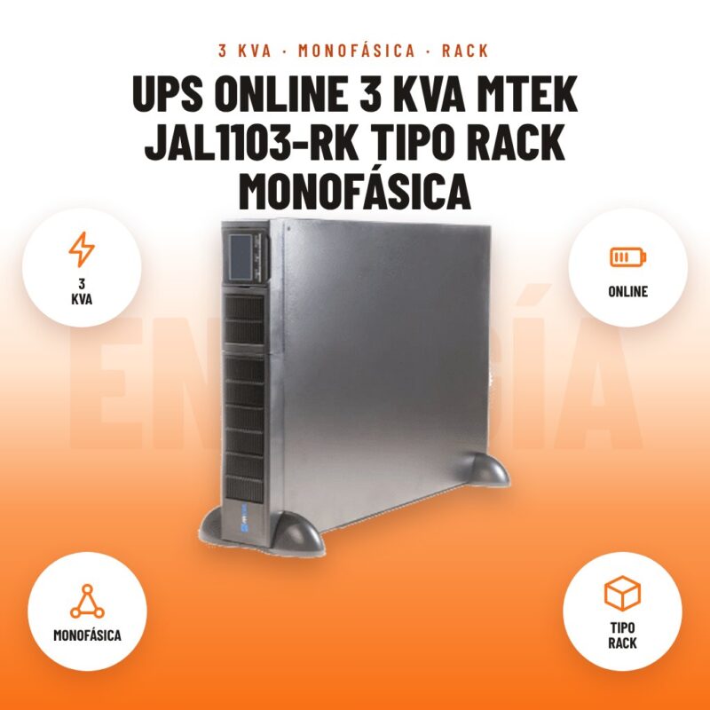UPS online 3 kVA Mtek JAL1103-RK tipo rack monofásica: imagen promocional con 3 kva, online, monofásica, tipo rack