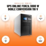 UPS Online Forza 3000 W Doble Conversión 110 V: imagen promocional con 3000 w, 110/120 v ac, modo eco, garantía 12 meses