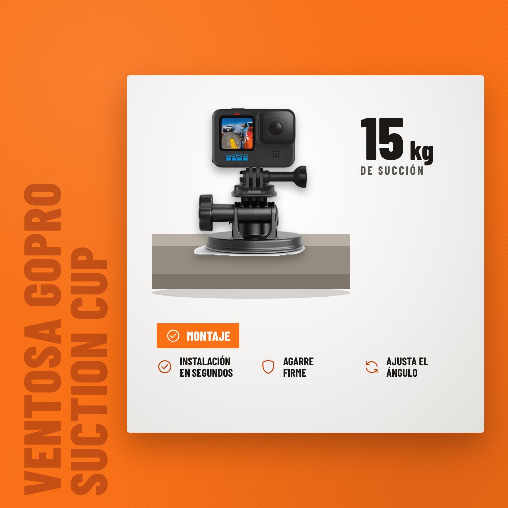 Ventosa GoPro Suction Cup AUCMT-302 Soporte para Auto sobre soporte con sus beneficios principales